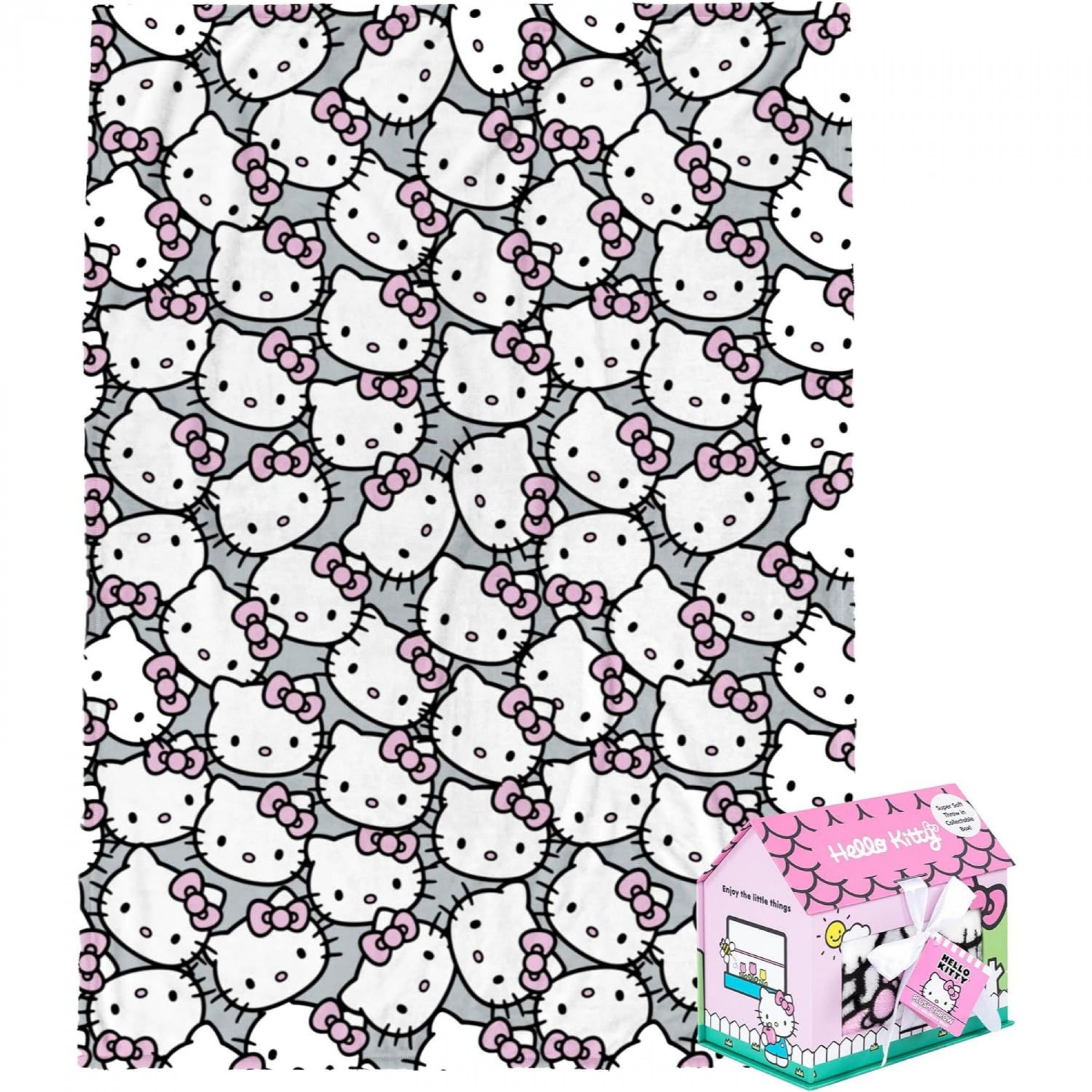Hello Kitty Face Collage Silk Touch 46" X 60" Throw Blanket